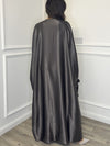 Satin Abaya - Silver Grey