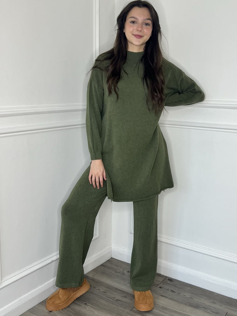 Bella Knitted Co-Ord - Khaki Green