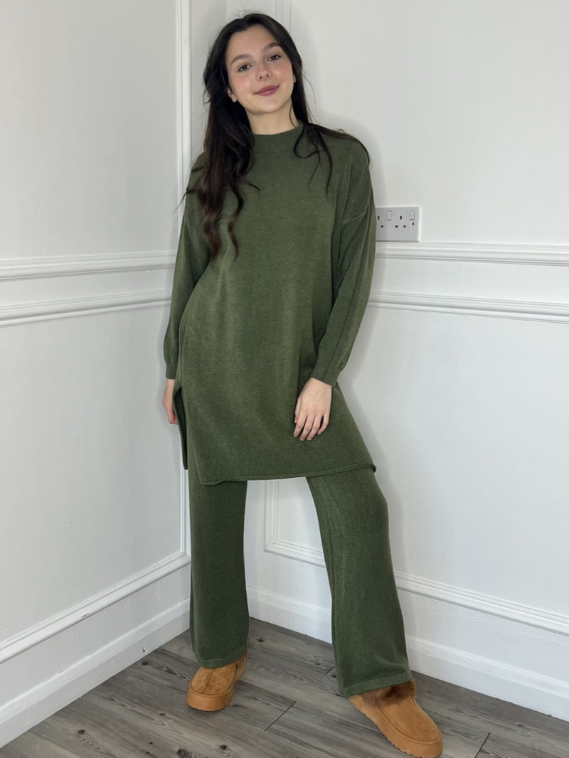 Bella Knitted Co-Ord - Khaki Green