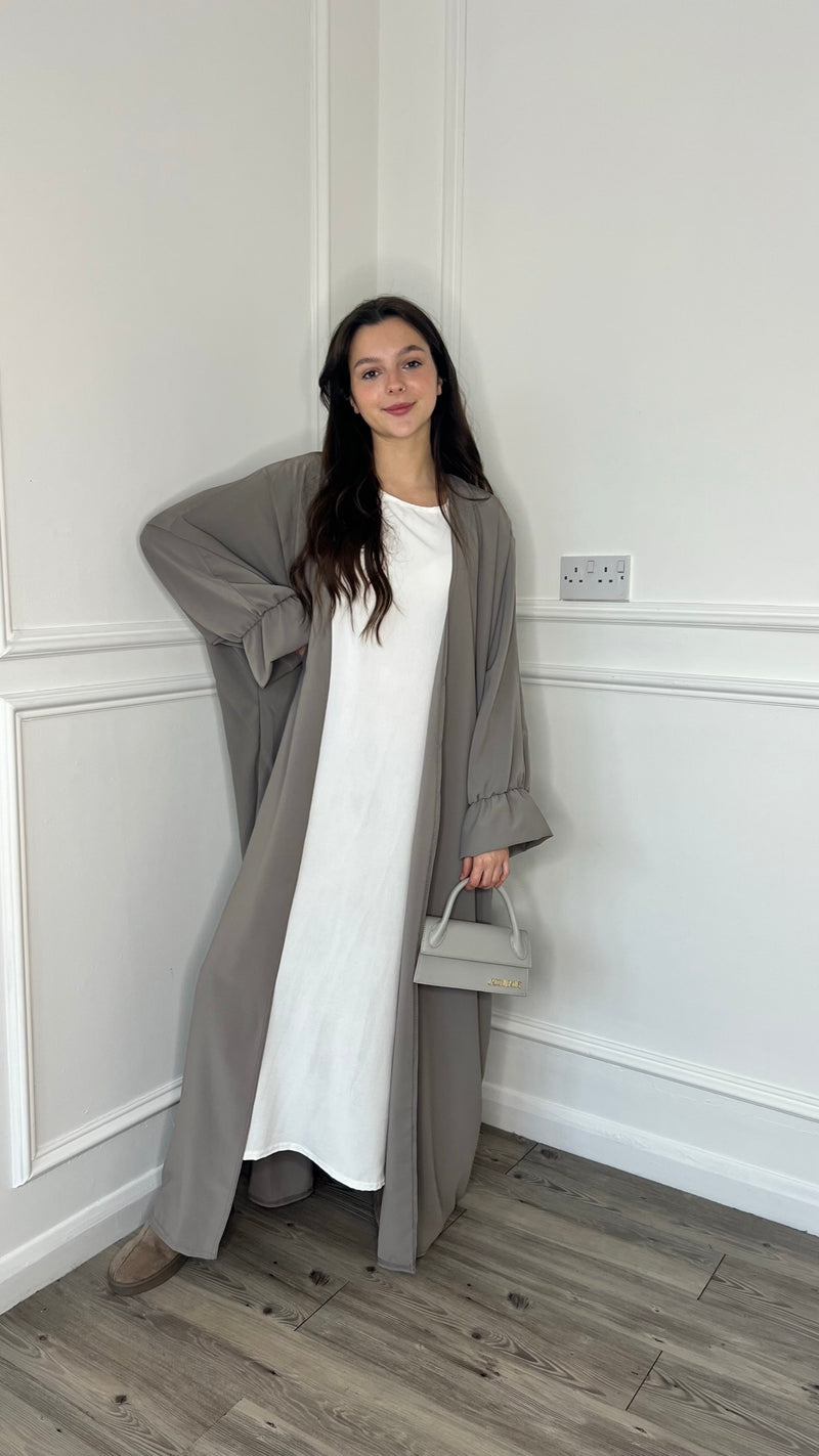 Basic Open Abaya - Grey