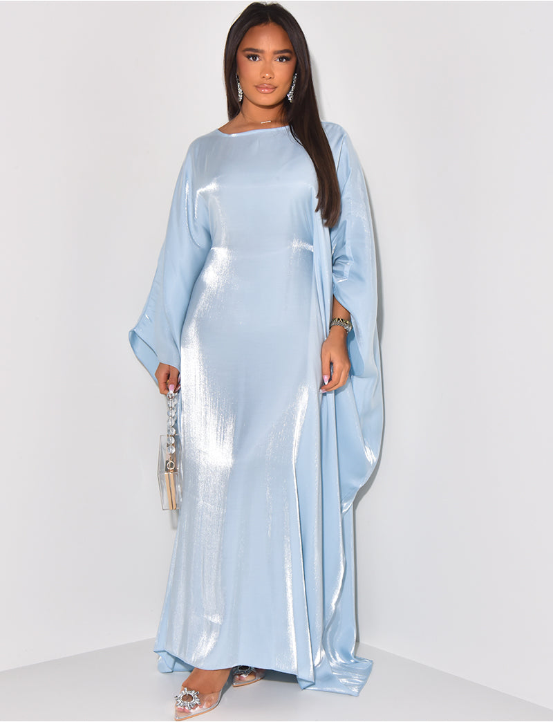 Maxi Blue Shimmer Butterfly Holiday Kaftan Dress | Modest Clothing – Femme  Couture