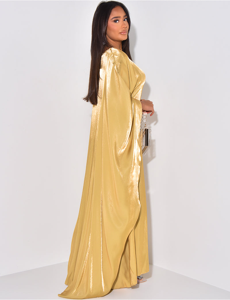 Maxi Gold Butterfly Shimmer Holiday Kaftan Dress | Modest Clothing ...