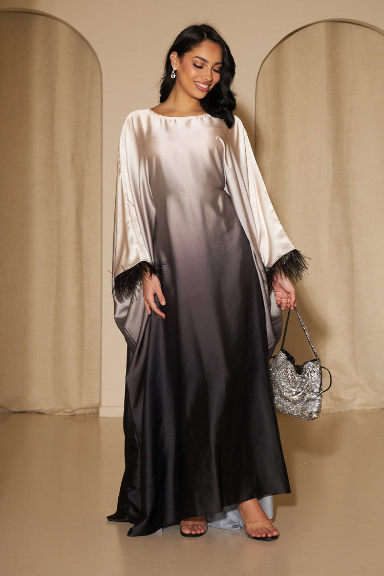 Ombre Kaftan Dress - Black